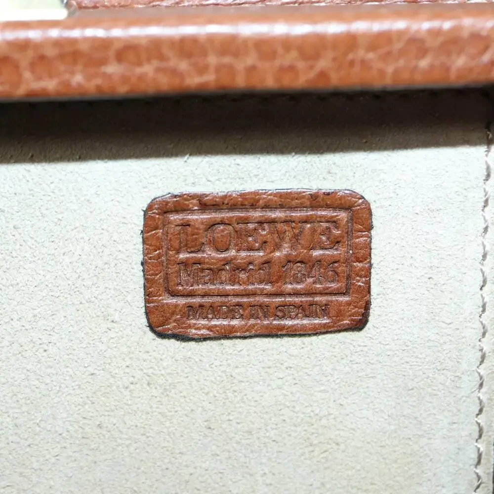 LOEWE Anagram Attache Case Trunk Leather Brown Gold